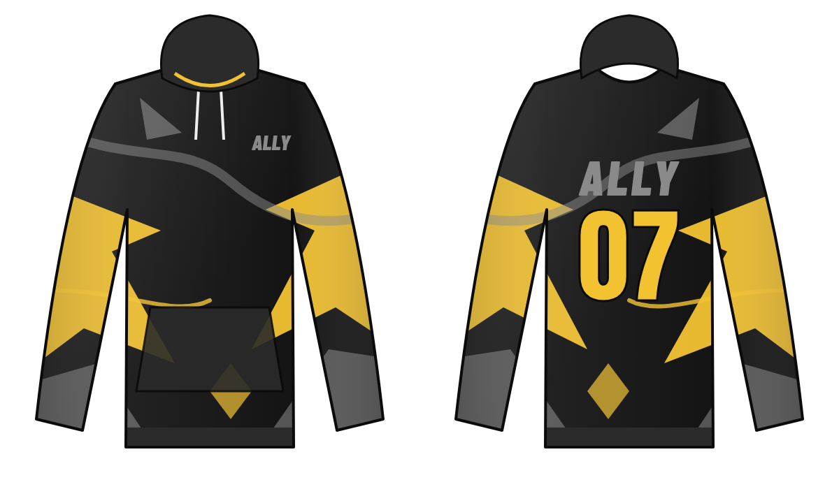 帽T・衛衣 連帽衛衣・黑金 正面